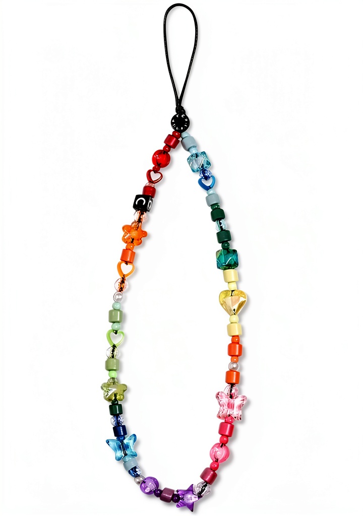 Colorful phone strap charm with beads