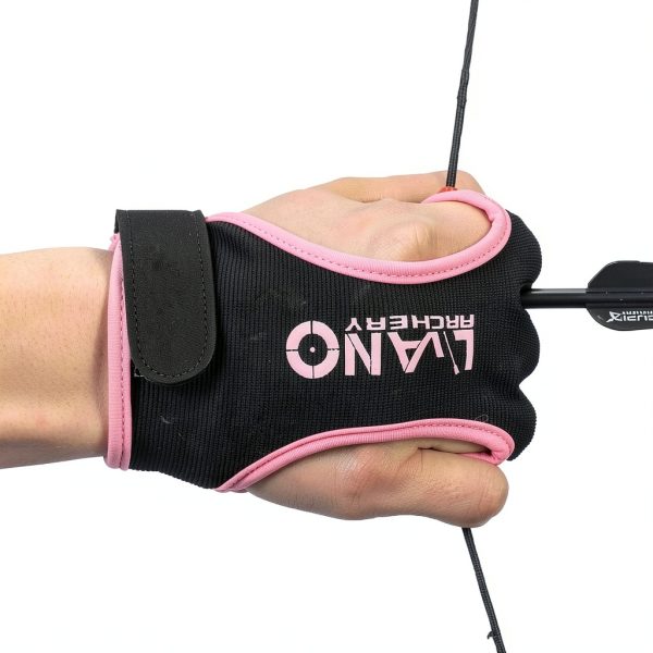 LWANO Archery Protective Glove Leather Pink Green Ambidextrous-5