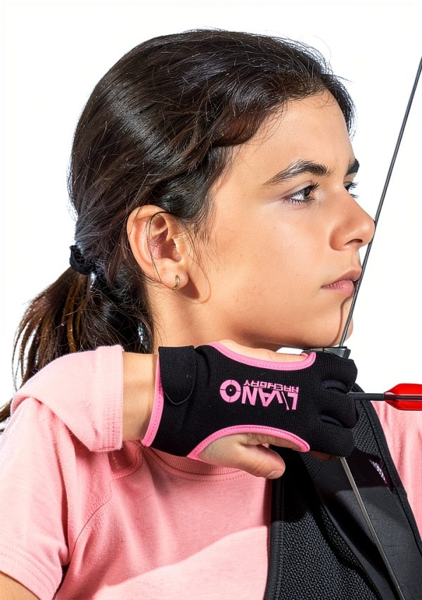 LWANO Archery Protective Glove Leather Pink Green Ambidextrous-3